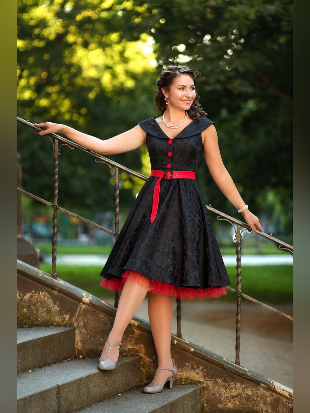Voodoo Vixen Black Brocade Fit & Flare Dress Size Small